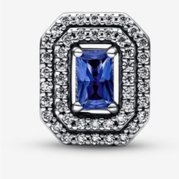 Pandora sparkling blue levelled rectangular charm - Picture 1 of 8